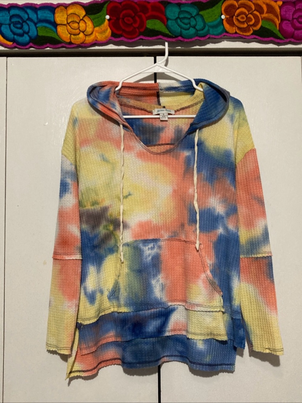 Slouchy Loungewear Sz S boho hippie skater indie Tie-Dye Waffle Knit Y2K Hoodie